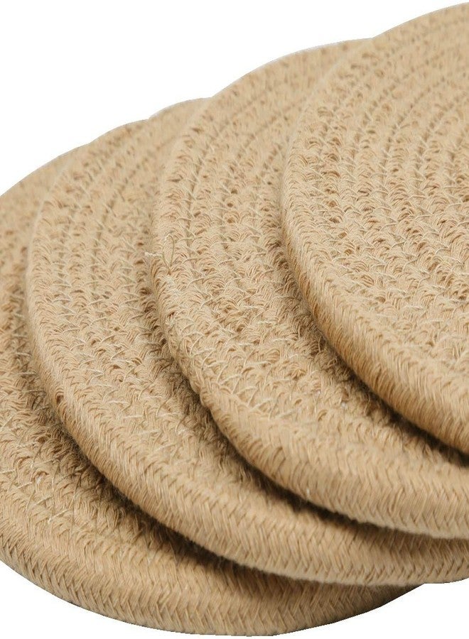 pepme Set of 4 Braided Jute Placemats, 20 cm Round, Best for Bed-Side Table/Center Table, Dining Table/Shelves (Natural Beige) - Image 4